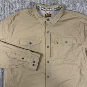 DeWalt Guaranteed‎ Tough Austin ProStretch Long Sleeve Shirt Size 2XL Brown Work
